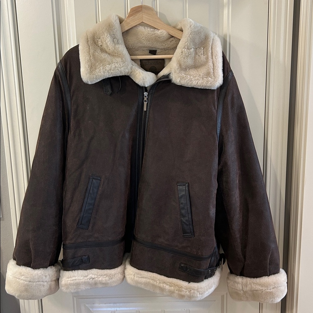 St. John’s Bay Genuine Leather Women's Bomber Aviator Jacket XL